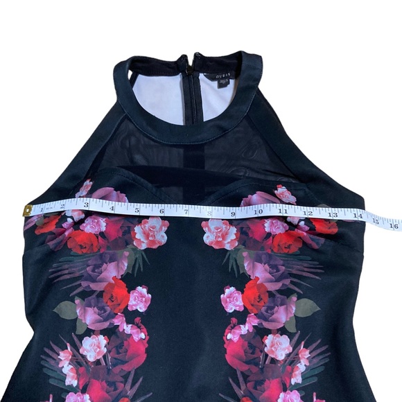 Guess bold floral body-hugging halter top with mesh chest. Gorgeous! - Picture 7 of 8